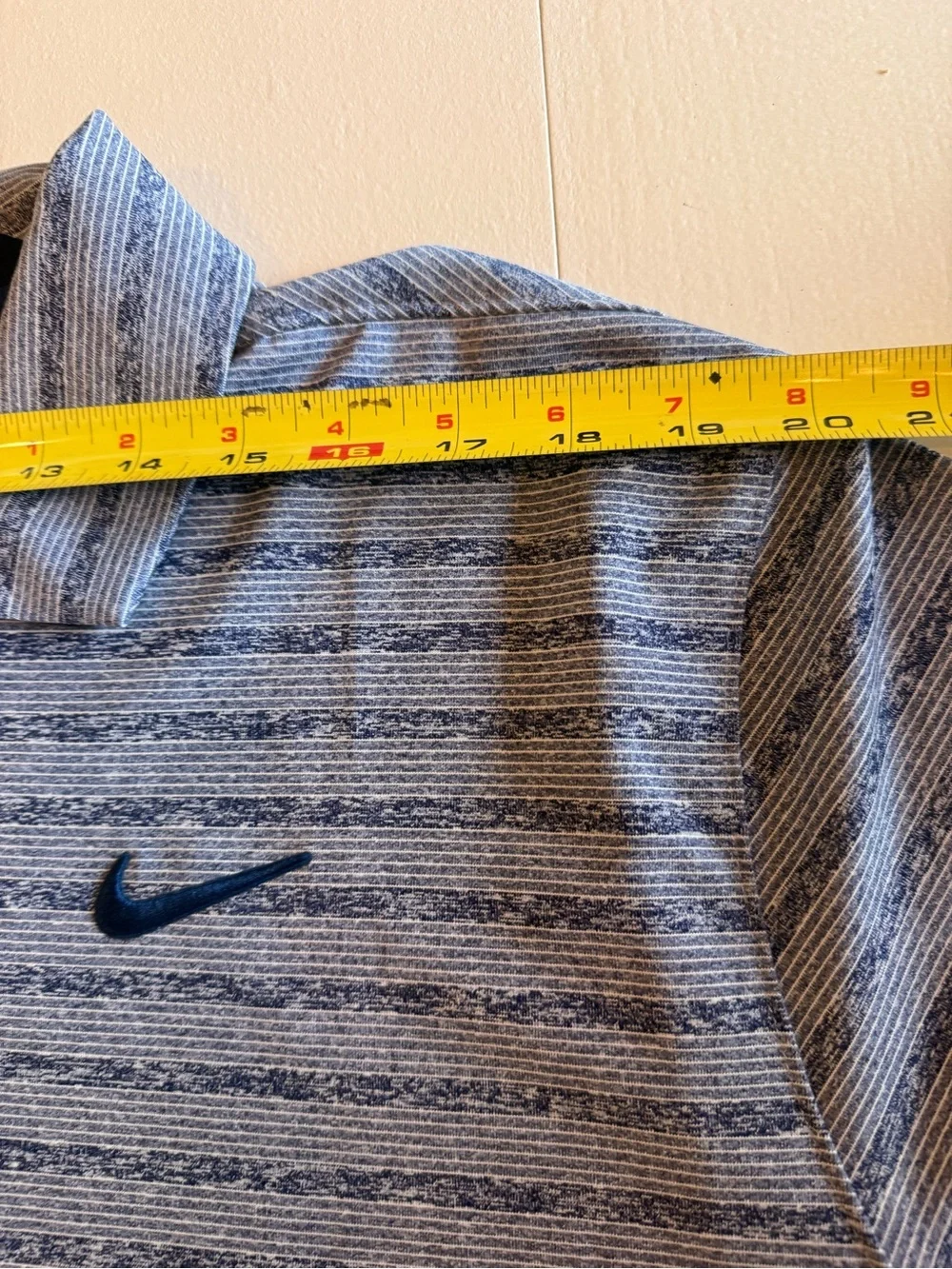Nike Men’s Light Gray & Navy Striped Polo
